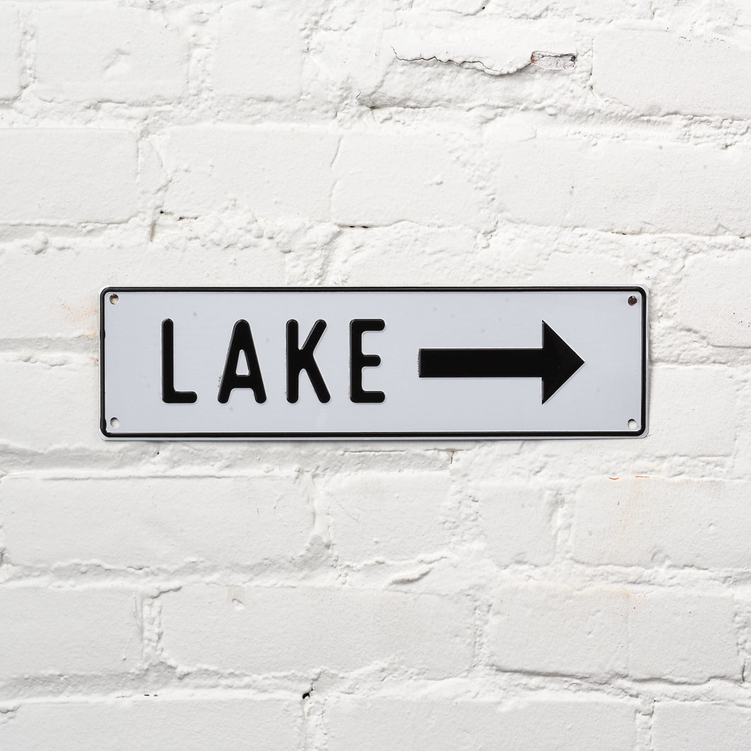 Lake w/ Arrow Aluminum Sign